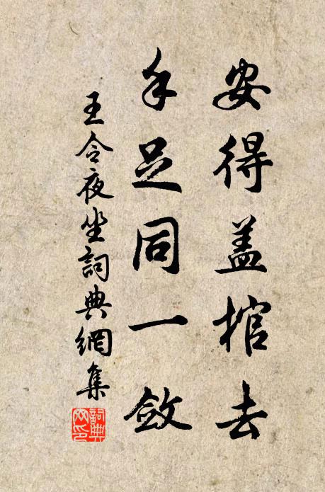 王令安得盖棺去，手足同一敛书法作品欣赏
