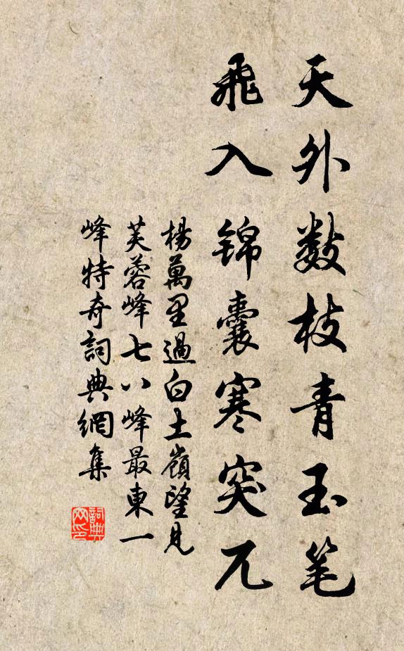 杨万里天外数枝青玉笔，飞入锦囊寒突兀书法作品欣赏