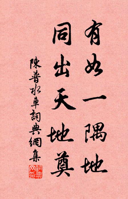陈普有如一隅地，同出天地奠书法作品欣赏