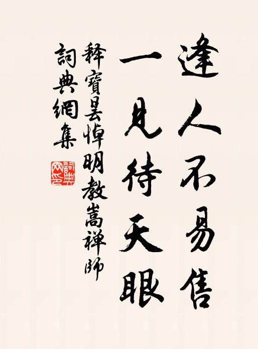 释宝昙逢人不易售，一见待天眼书法作品欣赏
