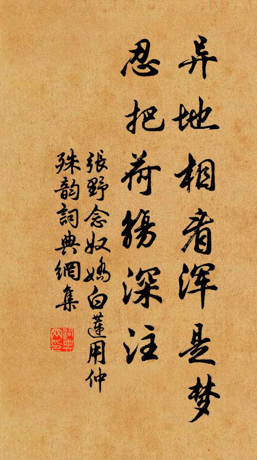 张野异地相看浑是梦，忍把荷觞深注书法作品欣赏