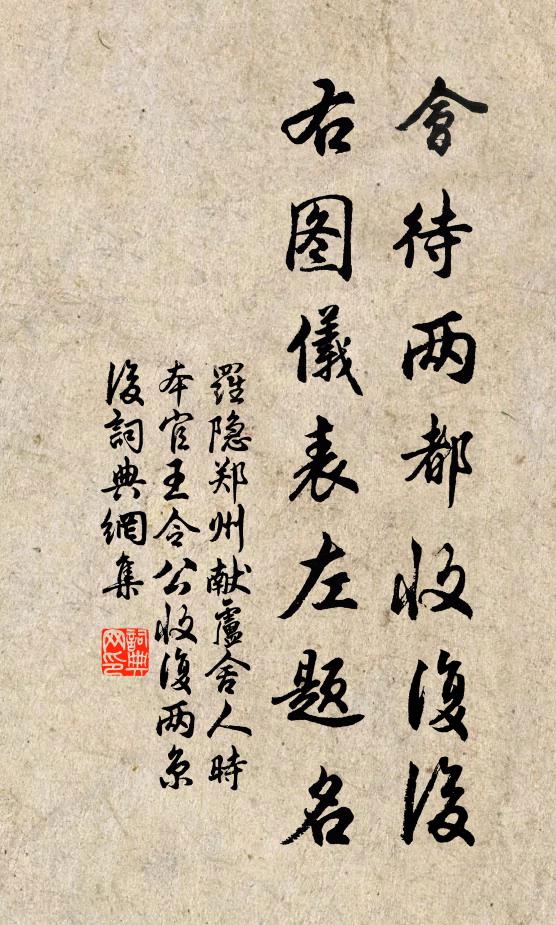 罗隐会待两都收复后，右图仪表左题名书法作品欣赏