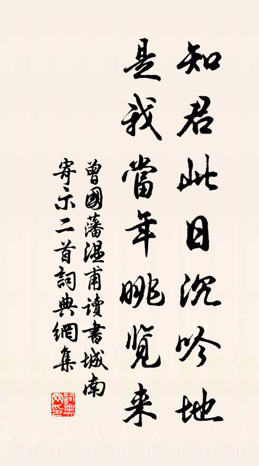 曾国藩知君此日沉吟地，是我当年眺览来书法作品欣赏