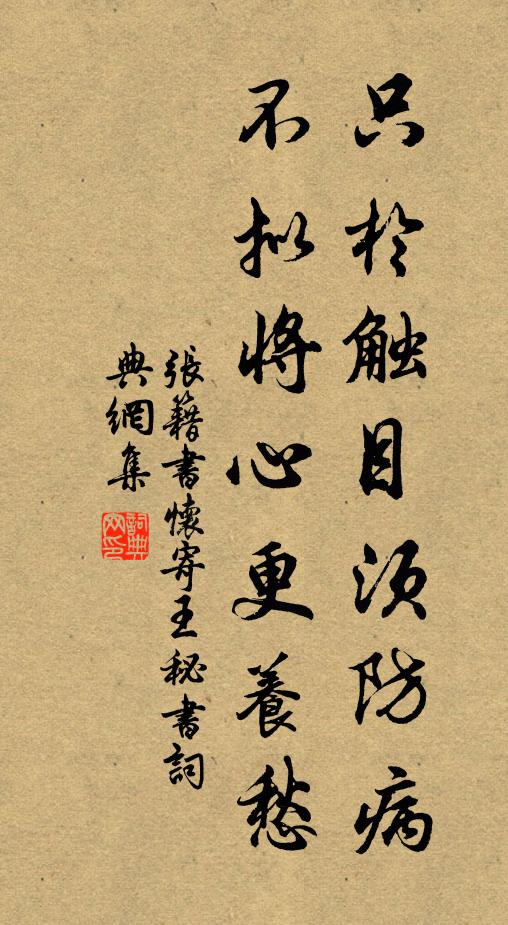 张籍只于触目须防病，不拟将心更养愁书法作品欣赏