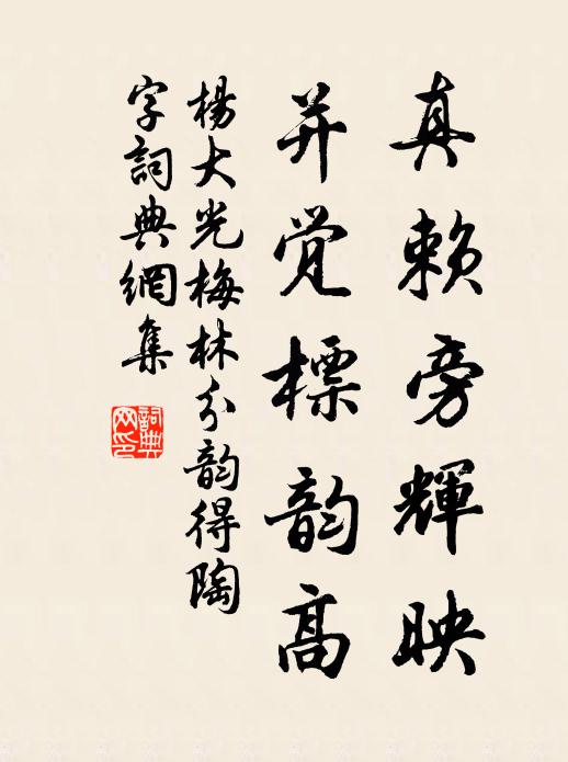 杨大光真赖旁辉映，并觉标韵高书法作品欣赏