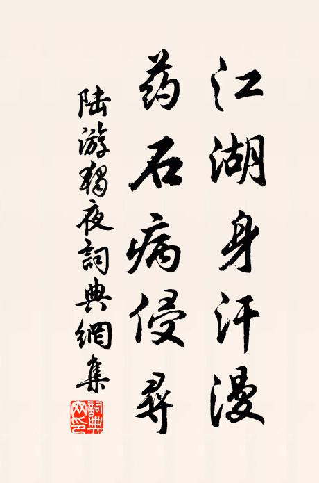 陆游江湖身汗漫，药石病侵寻书法作品欣赏