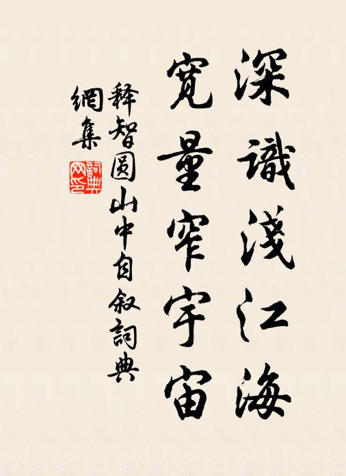 释智圆深识浅江海，宽量窄宇宙书法作品欣赏