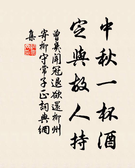 曾几中秋一杯酒，定与故人持书法作品欣赏