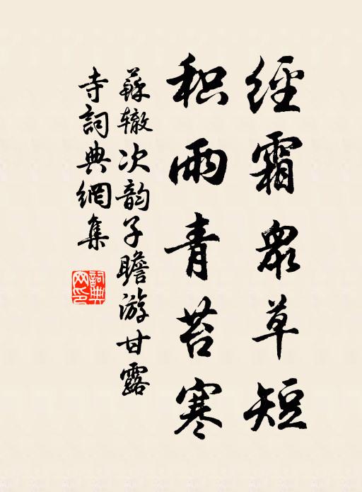 苏辙经霜众草短，积雨青苔寒书法作品欣赏
