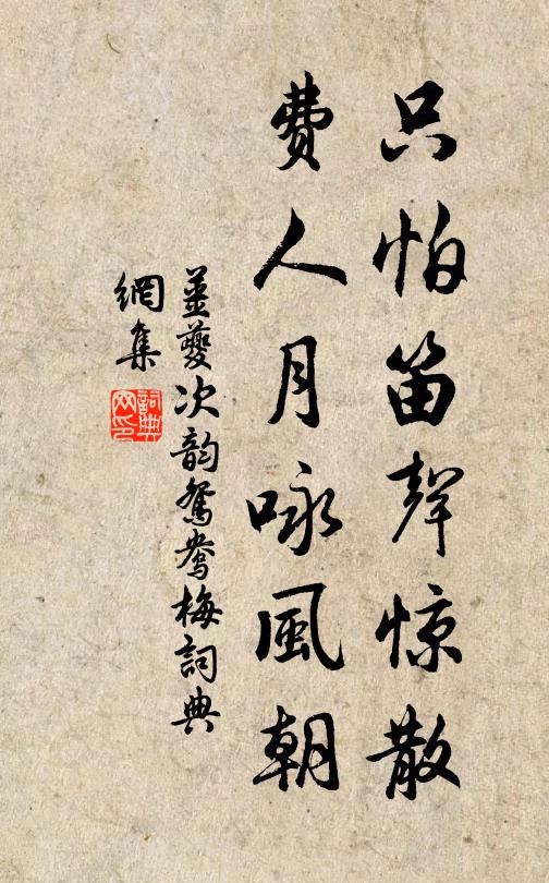 姜夔只怕笛声惊散，费人月咏风朝书法作品欣赏