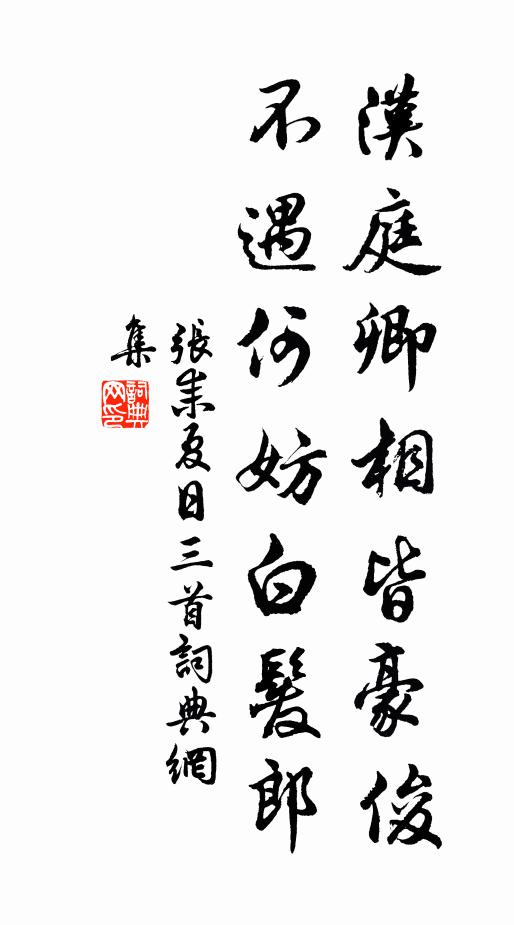 张耒汉庭卿相皆豪俊，不遇何妨白发郎书法作品欣赏