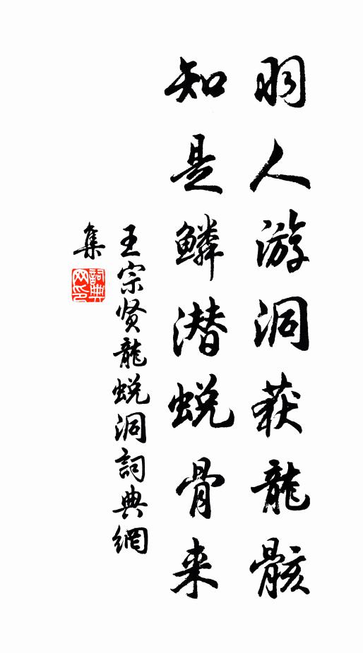 王宗贤羽人游洞获龙骸，知是鳞潜蜕骨来书法作品欣赏