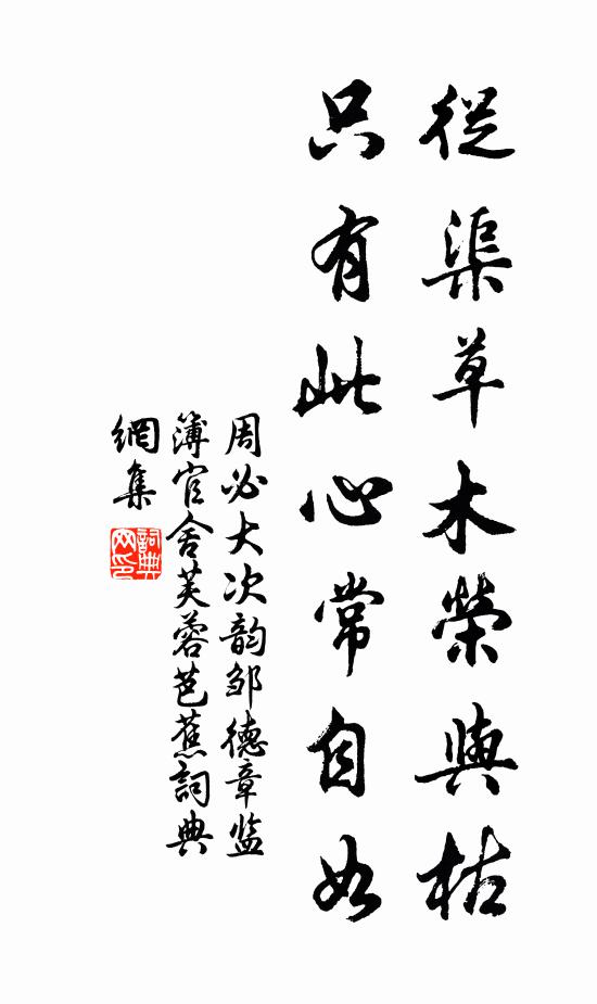 周必大从渠草木荣与枯，只有此心常自如书法作品欣赏