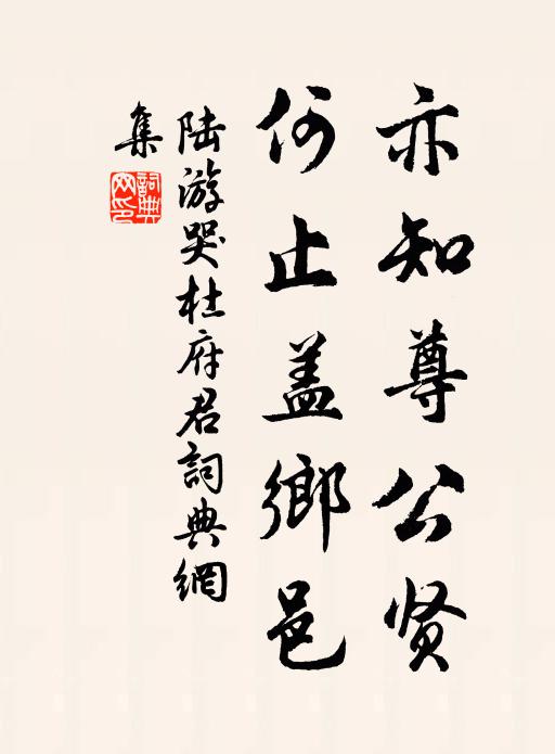 陆游亦知尊公贤，何止盖乡邑书法作品欣赏