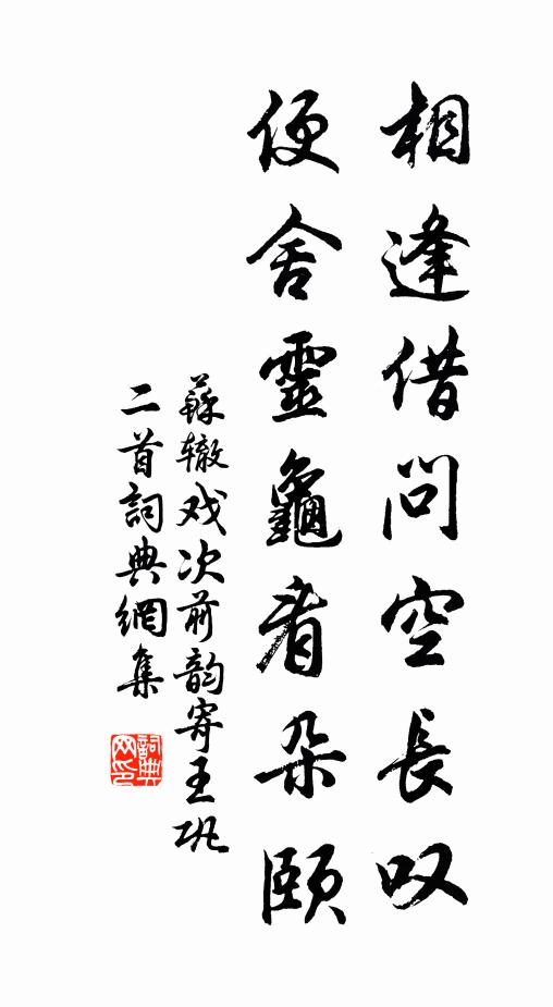 苏辙相逢借问空长叹，便舍灵龟看朵颐书法作品欣赏