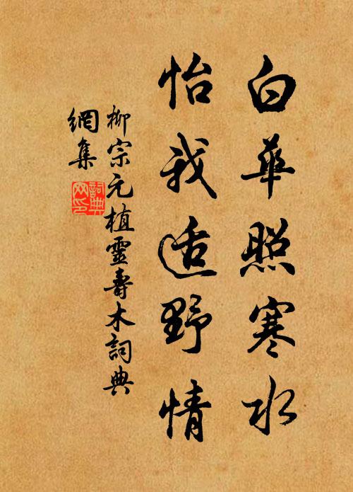 柳宗元白华照寒水，怡我适野情书法作品欣赏