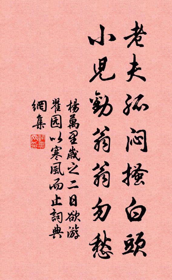 杨万里老夫孤闷搔白头，小儿劝翁翁勿愁书法作品欣赏