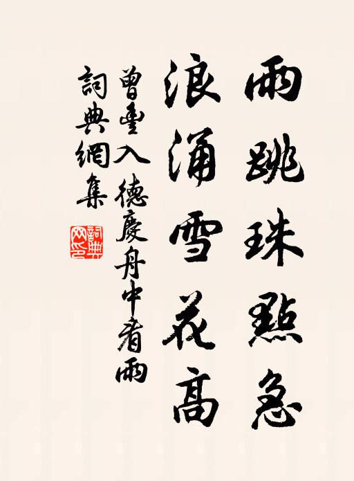 曾丰雨跳珠点急，浪涌雪花高书法作品欣赏