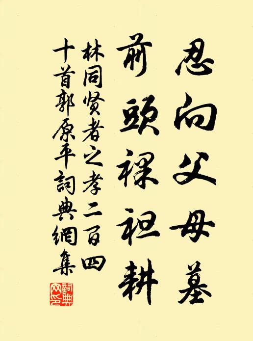 林同忍向父母墓，前头裸袒耕书法作品欣赏