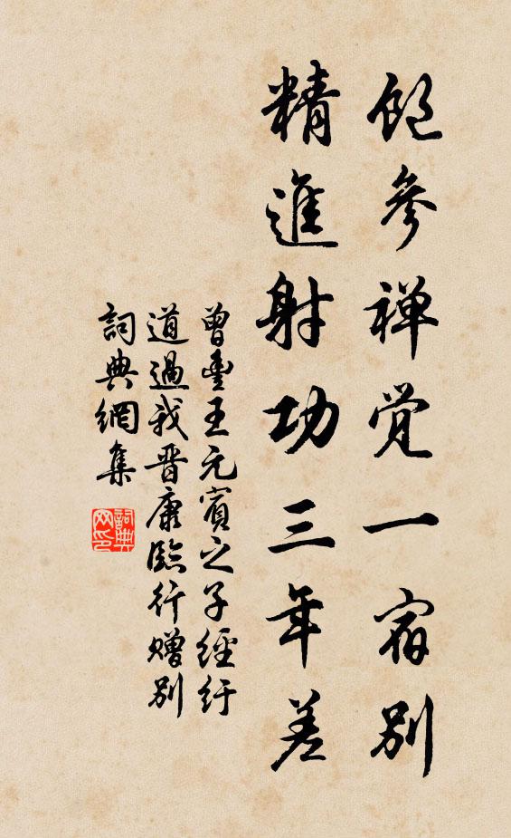 曾丰饱参禅觉一宿别，精进射功三年差书法作品欣赏