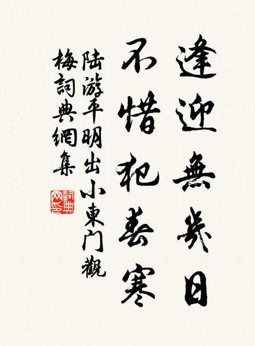 陆游逢迎无几日，不惜犯春寒书法作品欣赏