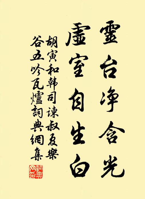 胡寅灵台净含光，虚室自生白书法作品欣赏