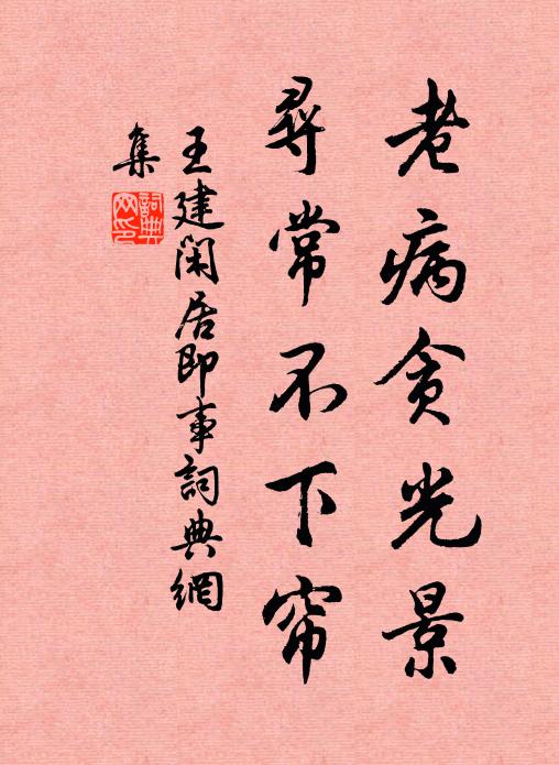 王建老病贪光景，寻常不下帘书法作品欣赏