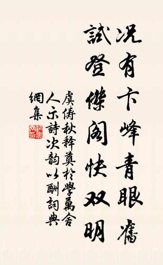 虞俦况有卞峰青眼旧，试登杰阁快双明书法作品欣赏