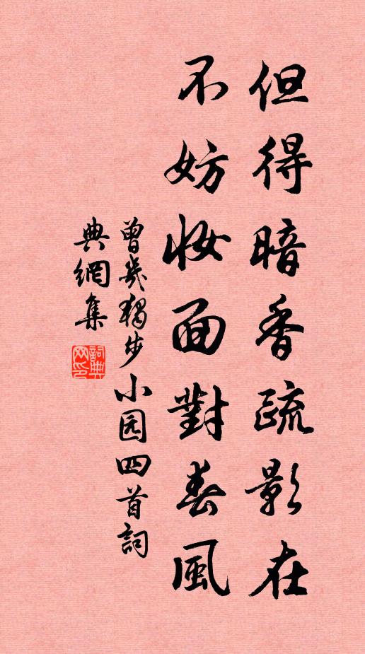 曾几但得暗香疏影在，不妨妆面对春风书法作品欣赏