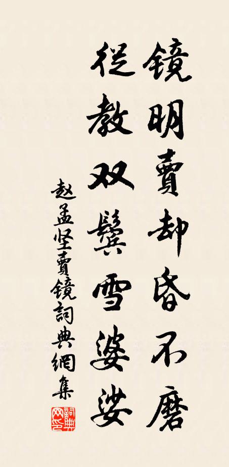 赵孟坚镜明卖却昏不磨，从教双鬓雪婆娑书法作品欣赏