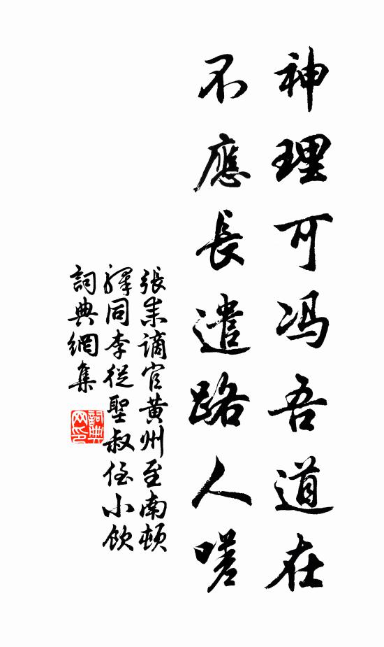 张耒神理可冯吾道在，不应长遣路人嗟书法作品欣赏