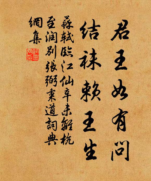 苏轼君王如有问，结袜赖王生书法作品欣赏