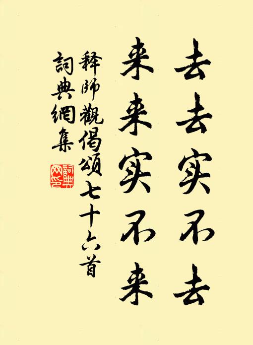释师观去去实不去，来来实不来书法作品欣赏
