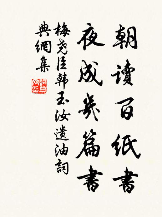 梅尧臣朝读百纸书，夜成几篇书书法作品欣赏