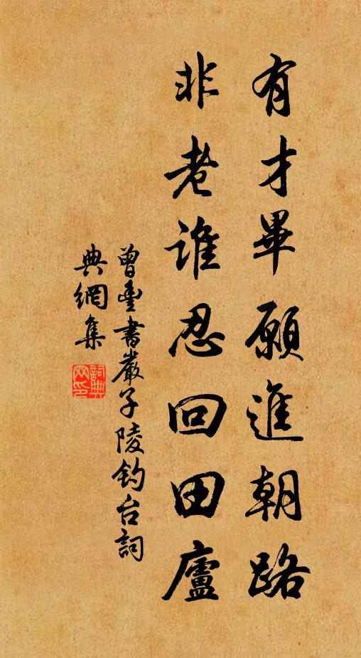 曾丰有才毕愿进朝路，非老谁忍回田庐书法作品欣赏