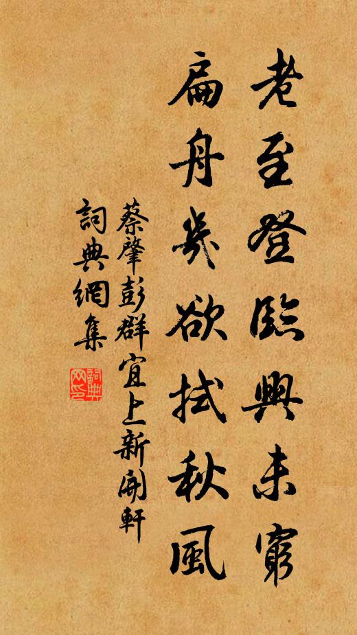 蔡肇老至登临兴未穷，扁舟几欲拭秋风书法作品欣赏