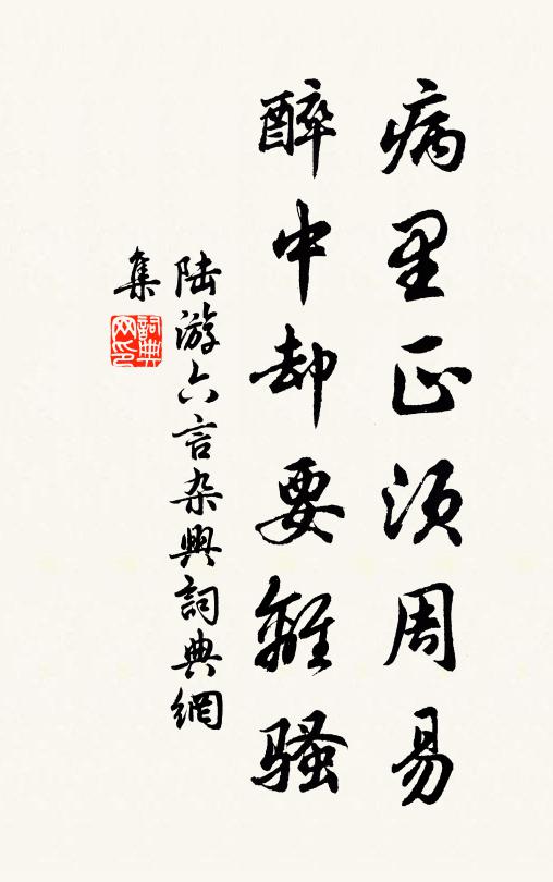 陆游病里正须周易，醉中却要离骚书法作品欣赏