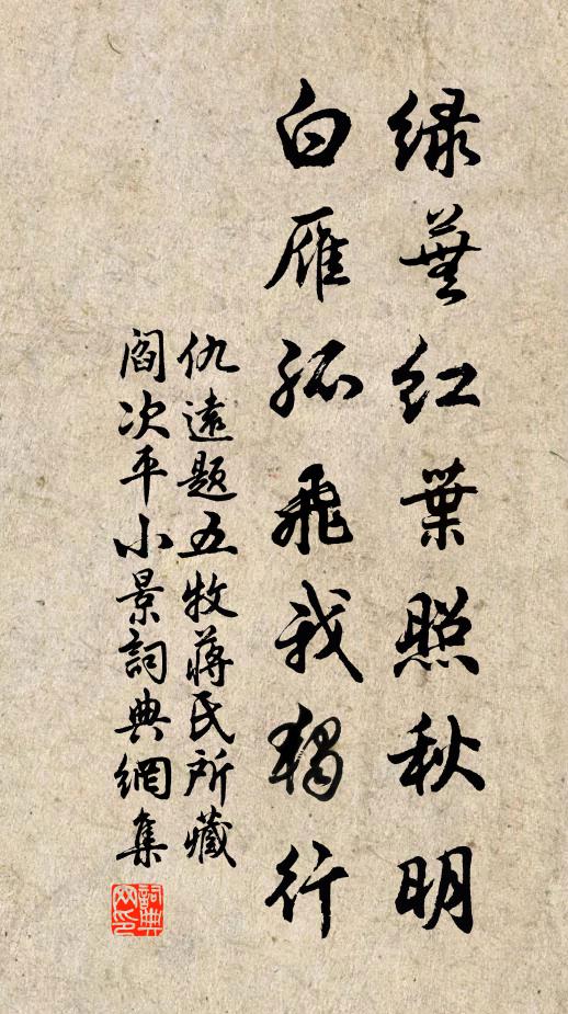 仇远绿芜红叶照秋明，白雁孤飞我独行书法作品欣赏