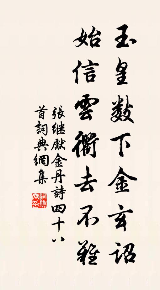 张继先玉皇数下金玄诏，始信云衢去不难书法作品欣赏