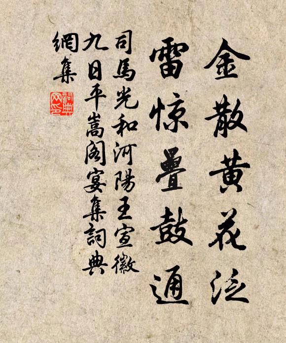 司马光金散黄花泛，雷惊叠鼓通书法作品欣赏