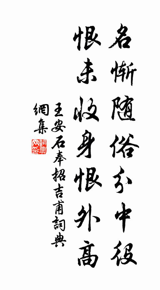 王安石名惭随俗分中役，恨未收身恨外高书法作品欣赏