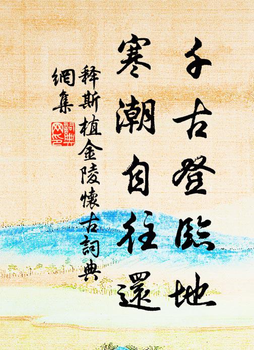 释斯植千古登临地，寒潮自往还书法作品欣赏