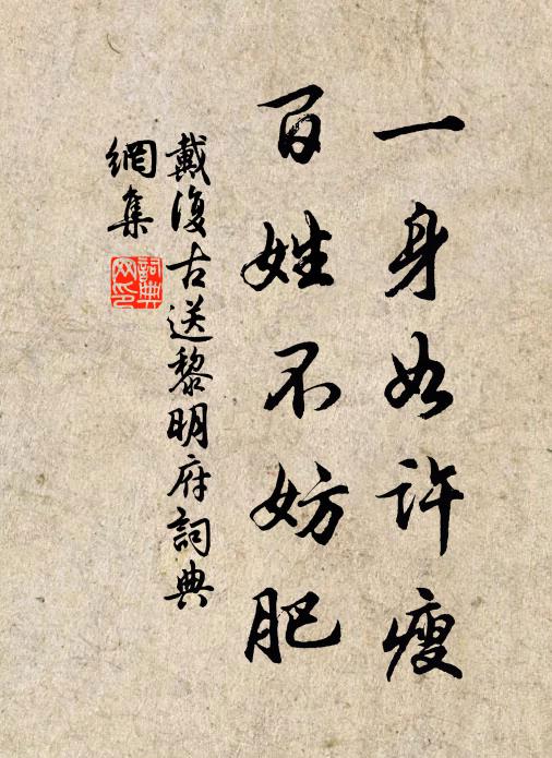 戴复古一身如许瘦，百姓不妨肥书法作品欣赏