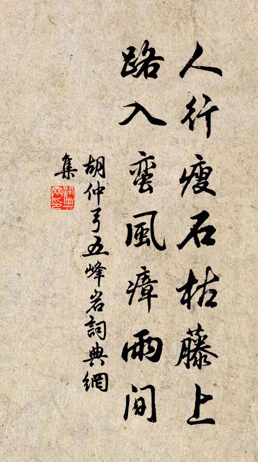 胡仲弓人行瘦石枯藤上，路入蛮风瘴雨间书法作品欣赏