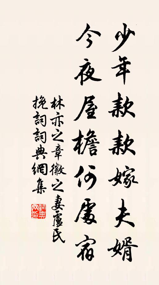 林亦之少年款款嫁夫婿，今夜屋檐何处宿书法作品欣赏