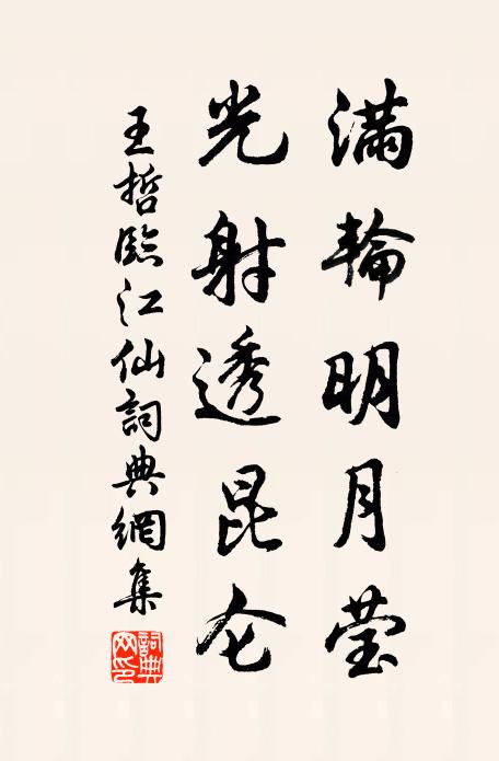 王哲满轮明月莹，光射透昆仑书法作品欣赏