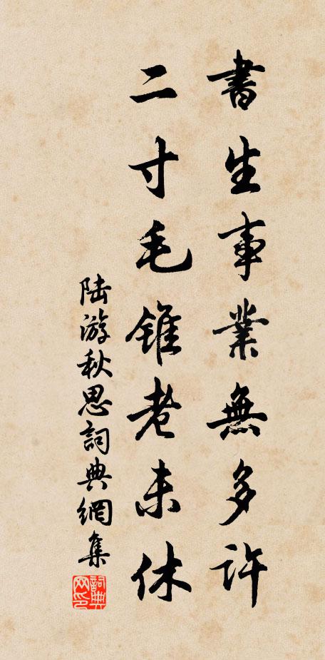 陆游书生事业无多许，二寸毛锥老未休书法作品欣赏
