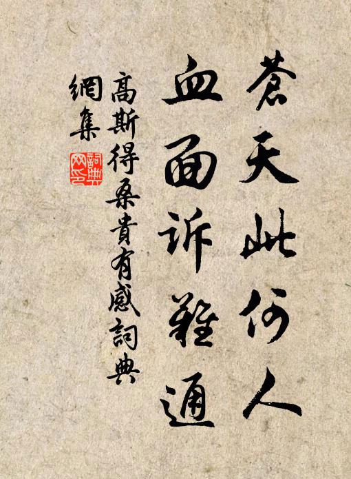 高斯得苍天此何人，血面诉难通书法作品欣赏