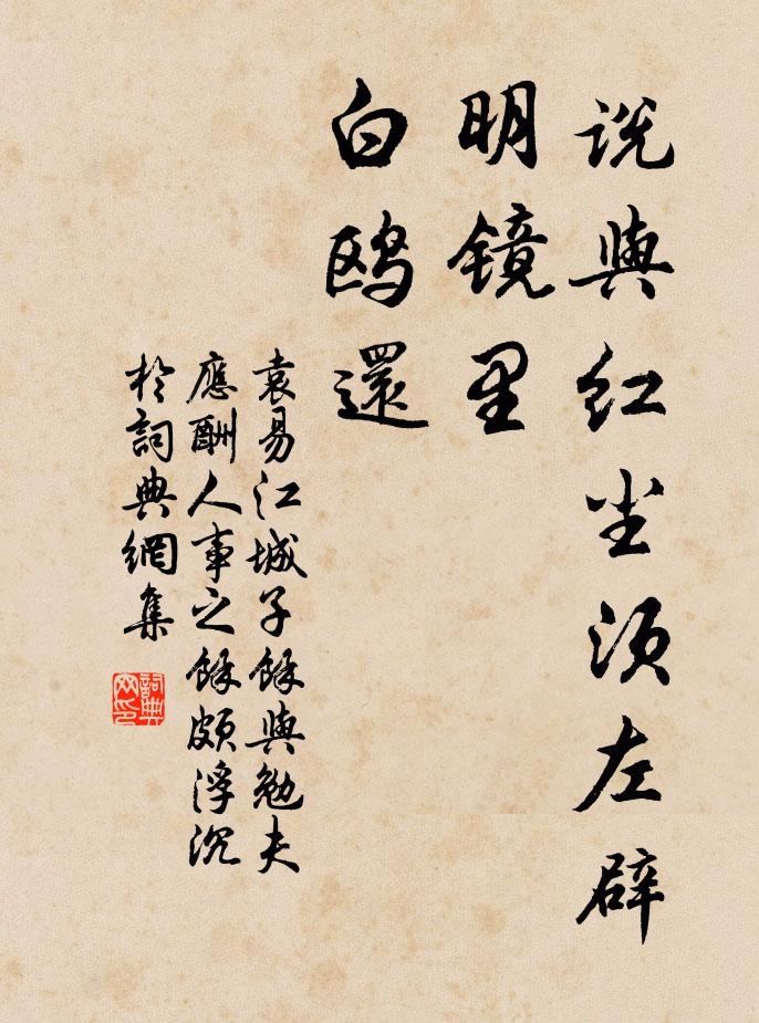 袁易说与红尘须左辟，明镜里，白鸥还书法作品欣赏