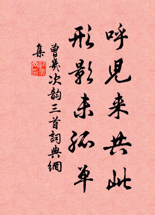 曾几呼儿来共此，形影未孤单书法作品欣赏